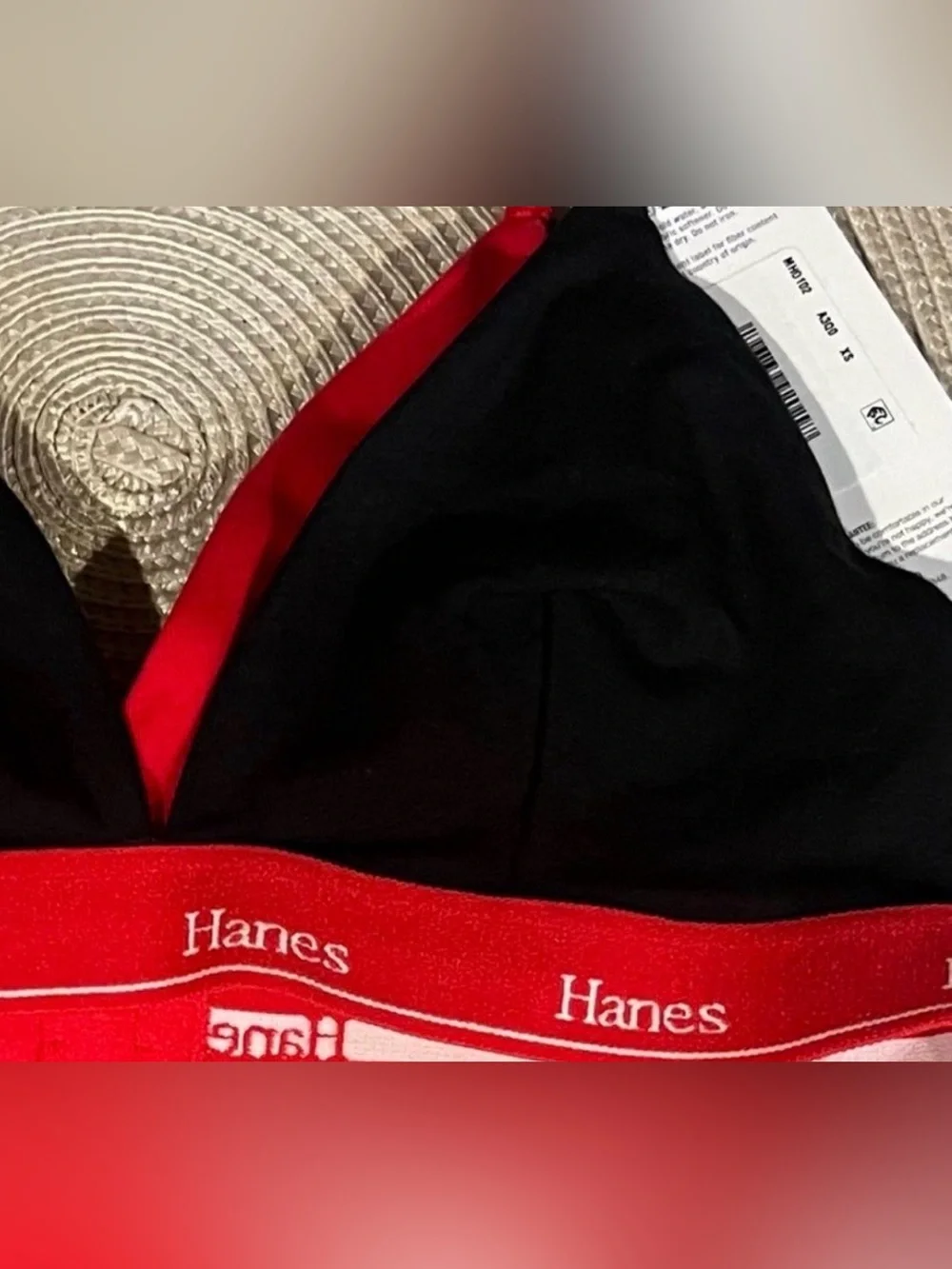 Hanes Originals 2 Pack Cotton Stretch Triangle Bralettes Red & Black XS NWT